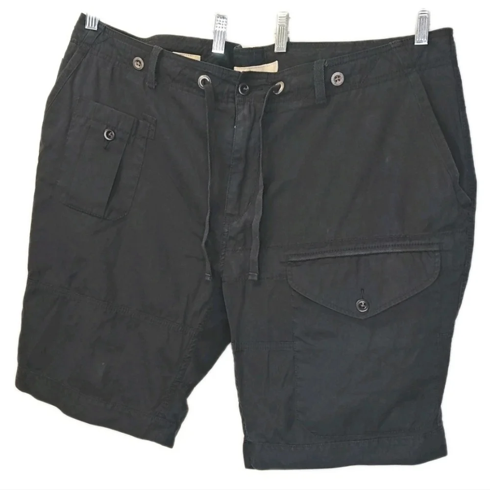 Vtg 90s Polo Ralph Lauren Baggy Wide Leg Cargo Shorts 42/44 Black Field Utility